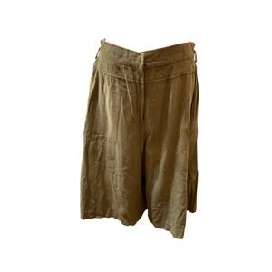 Brown Corduroy Culottes Western Pockets High Waist Wide Leg Boho Career Workwear